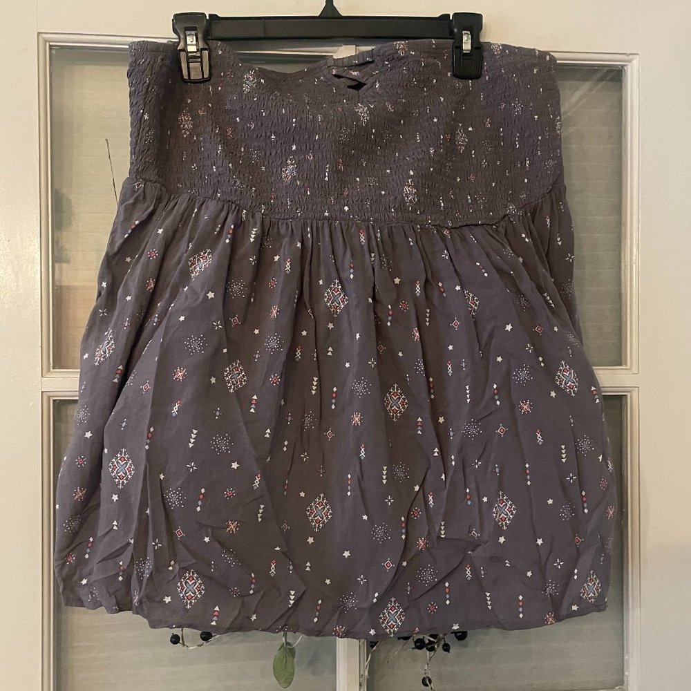 TORRID Smokey Gray/Blue Smocked Tube Top